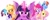 Size: 1622x638 | Tagged: safe, artist:light262, artist:lummh, edit, imported from derpibooru, applejack, fluttershy, pinkie pie, rainbow dash, rarity, twilight sparkle, alicorn, earth pony, pegasus, pony, unicorn, comic:timey wimey, cropped, female, glowing horn, looking at you, magic, mane six, mare, simple background, twilight sparkle (alicorn), white background