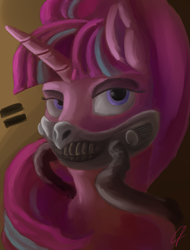 Size: 1024x1346 | Tagged: safe, artist:com3tfire, imported from derpibooru, starlight glimmer, pony, unicorn, female, immortan joe, mad max, mad max fury road, one layer, solo