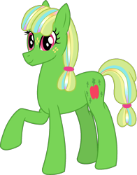 Size: 1229x1565 | Tagged: safe, artist:amrasfelagund, deleted from derpibooru, imported from derpibooru, oc, oc only, oc:shamrock apple, earth pony, pony, description is relevant, freckles, friendship is magic: the next generation, magical lesbian spawn, offspring, parent:applejack, parent:twilight sparkle, parents:twijack, simple background, solo, transparent background