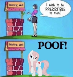 Size: 745x786 | Tagged: safe, artist:ironroot, imported from derpibooru, nurse redheart, 1000 years in photoshop, brony, transformation, well, wet mane, wishing well