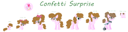 Size: 2740x700 | Tagged: safe, artist:fandom-crockpot, imported from derpibooru, oc, oc only, oc:confetti surprise, pegasus, pony, kindverse, age progression, bow, glasses, hair bow, offspring, parent:cheese sandwich, parent:pinkie pie, parents:cheesepie, simple background, solo, transparent background
