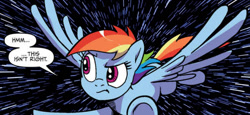 Size: 622x285 | Tagged: safe, artist:pencils, idw, imported from derpibooru, rainbow dash, pegasus, pony, spoiler:comic, spoiler:comic69, hyperspace, meme, official comic, star wars, wings
