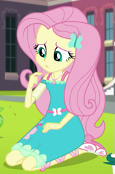 Size: 339x510 | Tagged: safe, imported from derpibooru, screencap, fluttershy, equestria girls, equestria girls series, the finals countdown, clothes, cropped, dress, female, fluttershy boho dress, geode of fauna, legs, magical geodes, skirt, sleeveless, sleeveless dress, solo