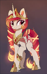 Size: 983x1527 | Tagged: safe, artist:magnaluna, imported from derpibooru, princess celestia, alicorn, pony, zefiros codex, alternate cutie mark, alternate design, alternate hairstyle, alternate universe, beautiful, cute, cutelestia, ear fluff, ethereal mane, eyeshadow, female, jewelry, looking at something, majestic, makeup, mare, regalia, ribbon, smiling, solo