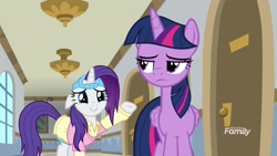 Size: 1920x1080 | Tagged: safe, imported from derpibooru, screencap, rarity, twilight sparkle, alicorn, pony, friendship university, backwards ballcap, baseball cap, cap, clothes, hat, plainity, twilight sparkle (alicorn)
