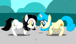 Size: 550x320 | Tagged: safe, artist:twitchy-tremor, imported from derpibooru, oc, oc:storybook, oc:twitchy tremor, animated, bff, cute, sunshine sunshine