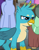 Size: 466x604 | Tagged: safe, imported from derpibooru, screencap, gallus, november rain, yona, griffon, a rockhoof and a hard place, adorabolical, beak, cropped, cute, evil grin, friendship student, gallabetes, grin, male, smiling, solo focus, teeth, wings