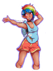 Size: 2448x3264 | Tagged: safe, artist:mylittleyuri, imported from derpibooru, rainbow dash, human, armpits, clothes, cute, female, humanized, shorts, simple background, solo, tanktop, transparent background, undercut, winged humanization, wings