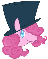 Size: 756x942 | Tagged: artist needed, safe, artist:dragondicks, edit, editor:pcaf, imported from derpibooru, pinkie pie, pony, :p, blank slate, cute, exploitable, female, hat, head, meme, meme template, simple background, solo, template, tongue out, top hat, transparent background