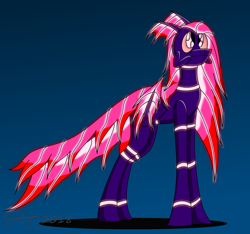 Size: 2312x2162 | Tagged: safe, artist:derpanater, imported from derpibooru, oc, oc only, oc:mayall galaxy, crab pony, original species, fallout equestria, fallout equestria: dance of the orthrus, chitin, fanfic art, glow, glowing, glowing eyes, lurker, meme, solo, sparkle-lurker