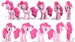 Size: 1920x1080 | Tagged: safe, artist:lightningflame, imported from derpibooru, pinkie pie, earth pony, pony, 3d, butt, female, mare, plot, simple background, turnaround, white background