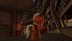 Size: 1920x1080 | Tagged: safe, artist:soad24k, imported from derpibooru, 3d, bookshelf, castle, epona, female, gmod, library, link, male, mare, stallion, the legend of zelda