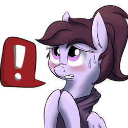 Size: 512x512 | Tagged: safe, artist:lux, imported from derpibooru, oc, oc only, oc:pillow case, pegasus, pony, ask-pillowcase, bust, exclamation point, female, icon, mare, pictogram, simple background, transparent background, tumblr, tumblr blog, tumblr comic