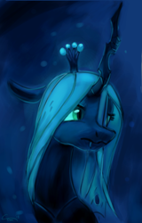 Size: 2151x3366 | Tagged: safe, artist:aemantaslim, artist:aemuhn, imported from derpibooru, queen chrysalis, changeling, changeling queen, atg 2018, bust, crown, female, jewelry, newbie artist training grounds, painting, portrait, regalia