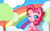 Size: 2560x1600 | Tagged: safe, artist:s-locon, imported from derpibooru, pinkie pie, earth pony, pony, colored pupils, cute, diapinkes, female, mare, one eye closed, rainbow, smiling, solo, tree