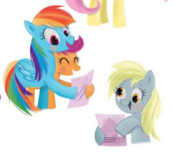 Size: 413x378 | Tagged: safe, artist:leire martin, imported from derpibooru, derpy hooves, rainbow dash, scootaloo, an egg-cellent costume party, little golden book, scootalove