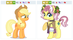 Size: 940x520 | Tagged: safe, imported from derpibooru, applejack, vignette valencia, pony, derpibooru, equestria girls, equestria girls series, rollercoaster of friendship, equestria girls ponified, juxtaposition, meta, ponified, worried