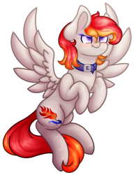Size: 639x833 | Tagged: safe, artist:mewthebubble, imported from derpibooru, oc, oc only, oc:arian blaze, pegasus, pony, angry, birb, collar, flying, scrunchy face, simple background, solo, transparent background