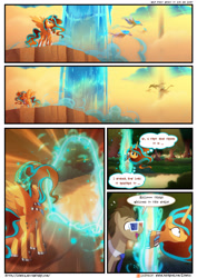 Size: 3500x4950 | Tagged: safe, artist:light262, artist:lummh, imported from derpibooru, doctor whooves, time turner, oc, oc:princess tempora, alicorn, earth pony, pony, comic:timey wimey, 3d glasses, alicorn oc, comic, female, male, mare, open mouth, portal, stallion