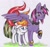 Size: 978x911 | Tagged: safe, artist:jonou, imported from derpibooru, oc, oc only, oc:starlyshow, oc:sweetypunk, alicorn, pegasus, pony, alicorn oc, collar, female, floppy ears, hug, looking at each other, makeup, mare, pegasus oc, signature, simple background, sisters, size difference, spiked collar, white background, winghug, wings