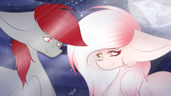 Size: 1024x576 | Tagged: safe, artist:hestiay, imported from derpibooru, oc, oc:hestiay, oc:hoshipony, bat pony, earth pony, pony, bat pony oc, cutie mark, digital, full moon, moon