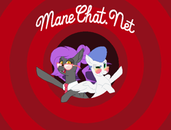 Size: 586x446 | Tagged: safe, artist:ogaraorcynder, imported from derpibooru, oc, oc:miss ping, oc:nitro boost, bat pony, pegasus, pony, bat pony oc, glasses, manechat, necktie