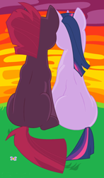 Size: 964x1636 | Tagged: safe, artist:ksiezniczkaluny, imported from derpibooru, tempest shadow, twilight sparkle, female, lesbian, shipping, tempestlight