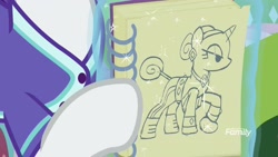 Size: 1920x1080 | Tagged: safe, imported from derpibooru, screencap, rarity, pony, the end in friend, clothes, drawing, female, magic, mare, solo, sparkles