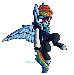 Size: 914x927 | Tagged: safe, artist:pony-puke, imported from derpibooru, rainbow dash, pony, clothes, female, simple background, solo, transparent background