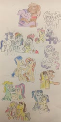 Size: 2021x4009 | Tagged: safe, artist:13mcjunkinm, imported from derpibooru, apple bloom, applejack, caramel, flash sentry, indigo zap, rainbow dash, rarity, soarin', sour sweet, sunset shimmer, sweetie belle, twilight sparkle, zephyr breeze, oc, oc:nyx, alicorn, pony, canon x oc, carajack, equestria girls ponified, female, flashimmer, male, ponified, shipping, soarindash, straight, traditional art, twilight sparkle (alicorn)