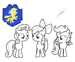 Size: 3000x2500 | Tagged: safe, artist:dsonic720, imported from derpibooru, apple bloom, scootaloo, sweetie belle, earth pony, pegasus, pony, unicorn, cutie mark crusaders, female, filly, group, lineart, simple background, transparent background, trio