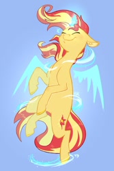 Size: 640x959 | Tagged: safe, artist:datasgay, artist:roscoethepotatoman, imported from derpibooru, sunset shimmer, unicorn, artificial wings, augmented, levitation, magic, magic wings, self-levitation, telekinesis, wings