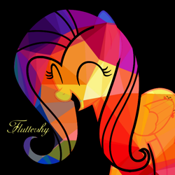 Size: 1300x1300 | Tagged: artist needed, source needed, safe, imported from derpibooru, fluttershy, pony, black background, cute, eyes closed, female, shyabetes, simple background, solo, yay