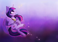 Size: 2478x1807 | Tagged: safe, artist:magnaluna, imported from derpibooru, twilight sparkle, alicorn, pony, cute, cutie mark, female, flying, heart, heart hoof, hoof heart, horn, mare, open mouth, peytral, smiling, solo, twiabetes, twilight sparkle (alicorn), wings