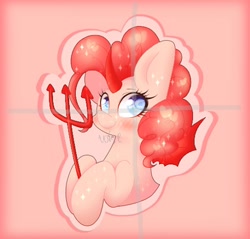 Size: 452x432 | Tagged: safe, imported from derpibooru, pinkie pie, earth pony, pony, cute, drawing, noise, obtrusive watermark, trident, watermark