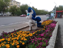 Size: 2000x1500 | Tagged: safe, imported from derpibooru, rarity, pony, astana, flower, irl, kazakhstan, photo, road, solo, topiary