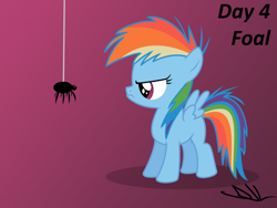 Size: 1280x960 | Tagged: safe, artist:sintakhra, imported from derpibooru, rainbow dash, pony, spider, female, filly, filly rainbow dash, solo, younger