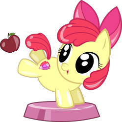 Size: 3280x3299 | Tagged: safe, artist:phucknuckl, imported from derpibooru, part of a set, apple bloom, earth pony, pony, my little pocket ponies, my little pony pocket ponies, apple, bow, bucking, cutie mark, female, filly, food, inkscape, ios game, mare, pocket ponies, simple background, the cmc's cutie marks, transparent background, vector