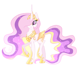 Size: 1111x1036 | Tagged: safe, artist:sugaryicecreammlp, imported from derpibooru, princess celestia, pony, alternate design, crown, female, mare, peytral, regalia, simple background, solo, transparent background, two toned wings