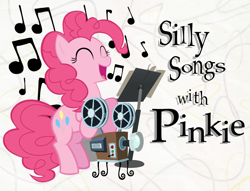 Size: 1006x768 | Tagged: artist needed, safe, edit, imported from derpibooru, pinkie pie, film projector, silly songs, silly songs with pinkie, song of the cebu, title card, veggietales