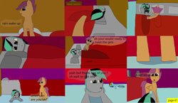 Size: 3648x2112 | Tagged: safe, artist:mellowbomb, imported from derpibooru, scootaloo, oc, oc:closingrain, comic:calamity fateful, 1000 hours in ms paint, dialogue