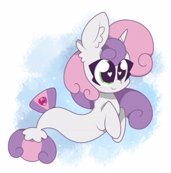 Size: 3088x3120 | Tagged: safe, artist:kittyrosie, imported from derpibooru, sweetie belle, seapony (g4), cute, diasweetes, female, filly, heart eyes, seaponified, seapony sweetie belle, solo, species swap, wingding eyes