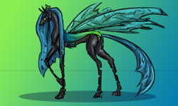 Size: 600x361 | Tagged: safe, artist:stuterirose, imported from derpibooru, queen chrysalis, changeling, changeling queen, crown, female, gradient background, jewelry, regalia, solo, traditional art
