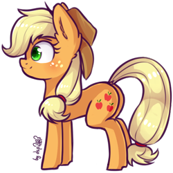 Size: 500x500 | Tagged: safe, artist:dsp2003, imported from derpibooru, part of a set, applejack, earth pony, pony, 8 angles of pony collaboration, blushing, cute, female, hat, mare, simple background, transparent background