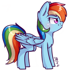 Size: 500x500 | Tagged: safe, artist:dsp2003, imported from derpibooru, part of a set, rainbow dash, pegasus, pony, 8 angles of pony collaboration, blushing, cute, female, mare, simple background, transparent background