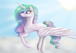 Size: 2900x2050 | Tagged: safe, artist:iseppe, imported from derpibooru, princess celestia, alicorn, pony, cloud, female, mare, solo, sun