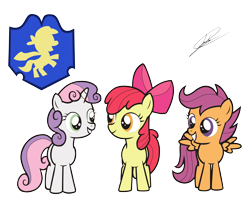 Size: 3000x2500 | Tagged: safe, artist:dsonic720, artist:icey-wicey-1517, artist:icicle-wicicle-1517, color edit, edit, imported from derpibooru, apple bloom, scootaloo, sweetie belle, earth pony, pegasus, pony, unicorn, colored, cutie mark crusaders, female, filly, sign, simple background, smiling, transparent background