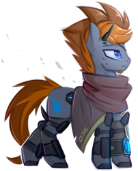 Size: 1476x1827 | Tagged: safe, artist:justafallingstar, artist:starfall-spark, imported from derpibooru, oc, oc:starfall spark, earth pony, pony, fallout equestria, fallout equestria: lost empire, boots, clothes, colored sketch, eyepatch, fanfic art, metal gear, pipbuck, scar, scarf, shoes, simple background, sketch, transparent background, venom snake