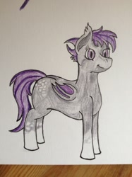 Size: 1280x1707 | Tagged: safe, artist:thewindking, imported from derpibooru, oc, oc only, oc:midnight blossom, bat pony, pony, bat pony oc, butt freckles, coat markings, freckles, socks (coat marking), socks (coat markings), traditional art, workdesk included