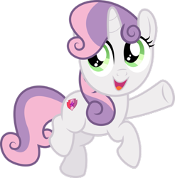 Size: 887x900 | Tagged: artist needed, safe, imported from derpibooru, sweetie belle, pony, unicorn, cute, female, filly, jumping, open mouth, pointing, simple background, solo, transparent background, vector